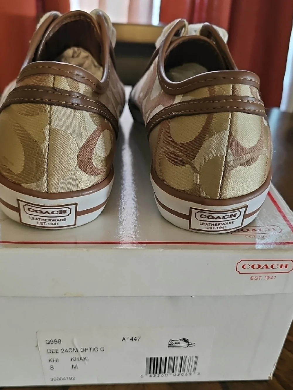 Coach Khaki Signature Low-Top Women Sneakers with White Laces - Picture 11 of 11